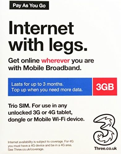 Europe three sim(U.K.) 42 Destinations! 3GB Data only SIM Card, VOIP Calls available! 1GB, 3GB, and 12GB Upgrades Available! No registration required! - 90days