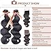 Allrun Hair Body Wave Bundles with Closure(20 22 24+20 Closure)100% Brazilian Unprocessed Human Hair Body Weave Bundles with Free Part Lace Closure Natural Black Color 7A