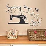 Ditooms Sewing Wall Decals Quotes Sewing Mends The Soul Lettering Sayings Vinyl Wall Decal Stickers