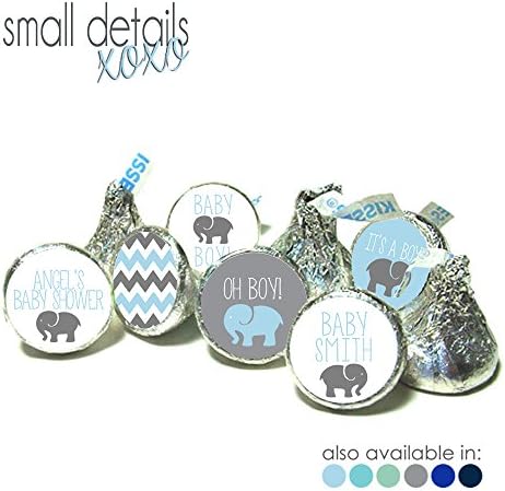 ELEPHANT Themed Its a Boy! Baby Shower kiss stickers ~ fits Hershey's Kisses Chocolate - Stickers Only - (108 peel & stick stickers)