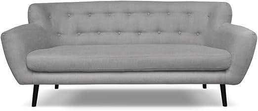 Cosmopolitan Design Canapé 3 Places Fixé Lin Gris Clair