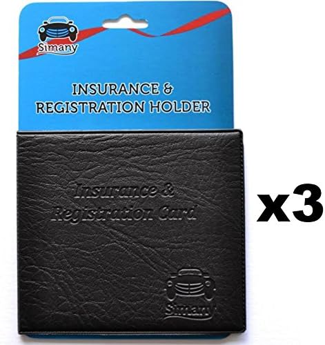 Set of 3 Black AUTO CAR Truck Insurance Registration Card Holder Wallet 5.25"x4.6" Embossed Faux Leather
