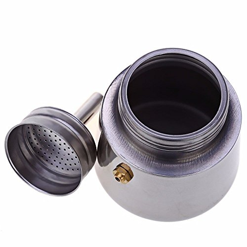 Stainless Steel Moka Coffee Maker Mocha Espresso Latte Stovetop Filter Coffee Pot Percolator Tools Easy Clean for Home Office (100ML) - Thumbnail 7