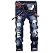 WEEN CHARM Ripped Jeans for Men Distressed Biker Slim Fit Straight Fit Destroyed Washed Jeans Moto Denim Pants