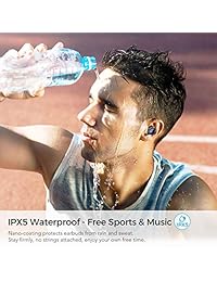 Auriculares inalámbricos con Bluetooth, auriculares deportivos ROCK SPACE TWS IPX5, impermeables, con cancelación de ruido, 12 horas de reproducción, estéreo 3D, con micrófono integrado y funda de carga.