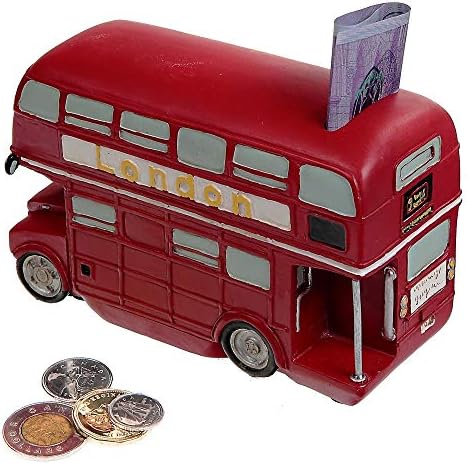 KOZY NICHE POLYRESIN Vintage RED London Bus Money Bank