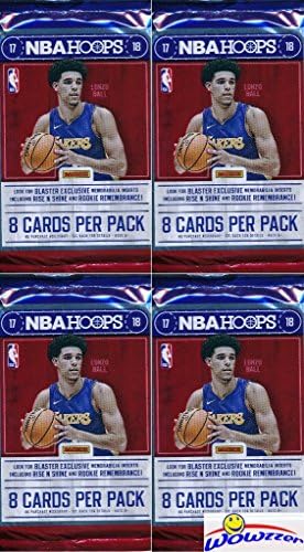 2017/18 Panini Hoops NBA Basketball Collection of FOUR(4) Factory Sealed Packs with 32 Cards! Loaded with ROOKIES & INSERTS! Look for RC’s & Autographs of Lonzo Ball, Jayson Tatum & Many More! WOWZZER
