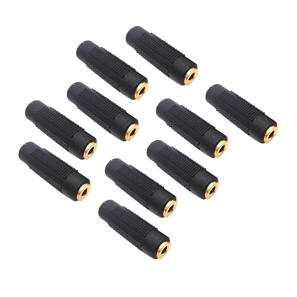 Alnicov 10-Pack 3.5mm Female to Female Audio Adapter, Stereo Coupler, Black