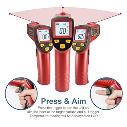 AstroAI Digital Laser Infrared Thermometer, 550 Non-contact Temperature Gun with Range of -58℉~1022℉ (-50℃～550℃), Red - Image 5