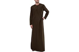Muslim Robe for Men Arab Long Sleeve Kaftan Islamic Arabic Abaya Thobe Ramadan Middle East Islamic Cloth Shirt Gown