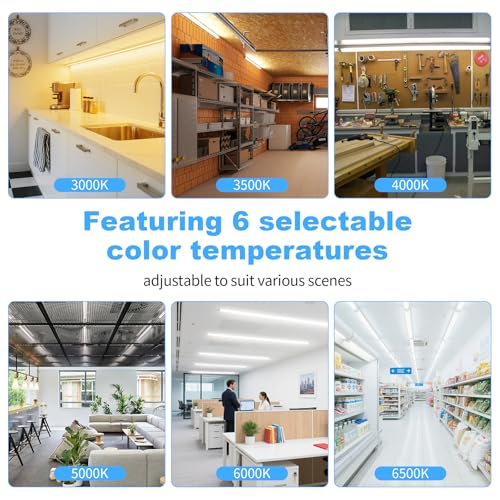 JESLED T8 T12 LED Tube Light Bulbs 4FT with Remote, Type B, 3200LM, 24W, Dimmable 4 Foot Fluorescent Tube Replacement, 3000K-6500K Adjustable Color Temperature, Ballast Bypass, Dual-Ended, ETL, 4-Pack