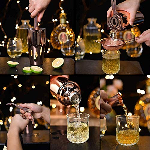 KK Timo Cocktail-Shaker-Set, Cocktail-Set, Barkeeper-11-teiliges Barset mit stilvollen Bambusständer – Bild 4