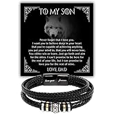 VIRAGIL To My Son Bracelet, Son Gifts From Mom And Dad, Bracelets For Sons From Father Mother, Gift For My Sons Christmas, Graduation Birthday With Message Card And Gift Box