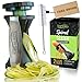 MEKBOK Slice Premium Spiralizer Vegetable Spiral Slicer, Zucchini Noodle, Spaghetti, Pasta Maker - Durable Composite Design - 2 Blade Sizes - Black - Handheld with Cleaning Brush - Kitchen Series
