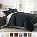 Beckham Hotel Collection Luxury Soft Brushed 1800 Series Microfiber Duvet Cover Set - Hypoallergenic - Full/Queen, Black
