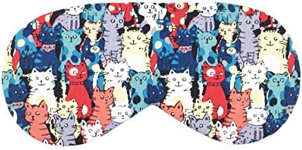 Sleeping Sheep (Colorful Cats #2) Cute Sleep Mask Comfortable Face Blindfold Soft Eye Masks with Satin for Sleeping, Travel, Shift Work, Naps, Night Blindfold Eyeshade for Men, Women or Kids