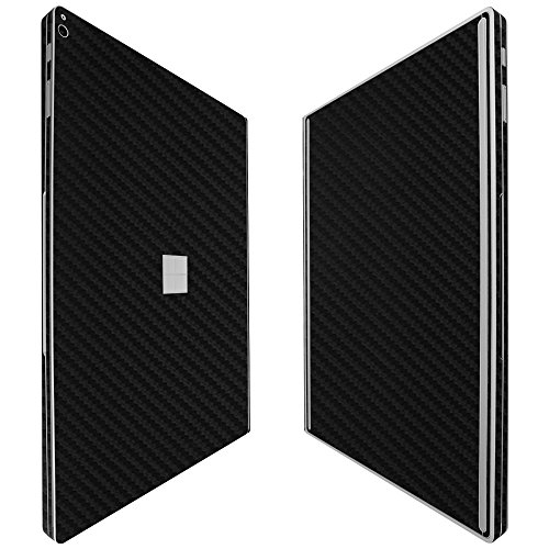 Skinomi Black Carbon Fiber Full Body Skin Compatible with Microsoft Surface Book 2 15 inch (Full Coverage) TechSkin with Anti-Bubble Clear Film Screen Protector