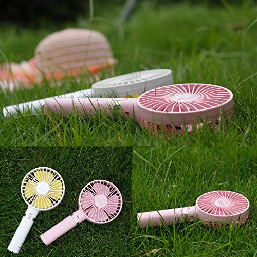 Yifei Mini Handheld Fan Foldable Portable Personal Fan with LED Night Light 3 Speed Desk Stroller Table Fan with USB Rechargeable Battery Operated Electric Fan for Office Room Outdoor Indoor (Yellow) - Thumbnail 2