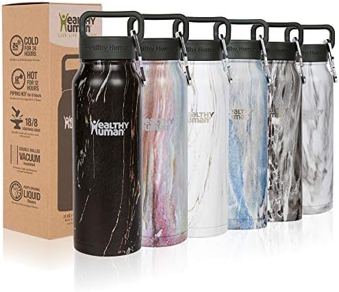Healthy Human Marble Collection Stainless Steel Vacuum Insulated Water Bottle | Keeps Cold 24 Hours, Hot 12 Hours | Double Walled Water Bottle 32 oz, 40 oz, 21 oz, 16 oz