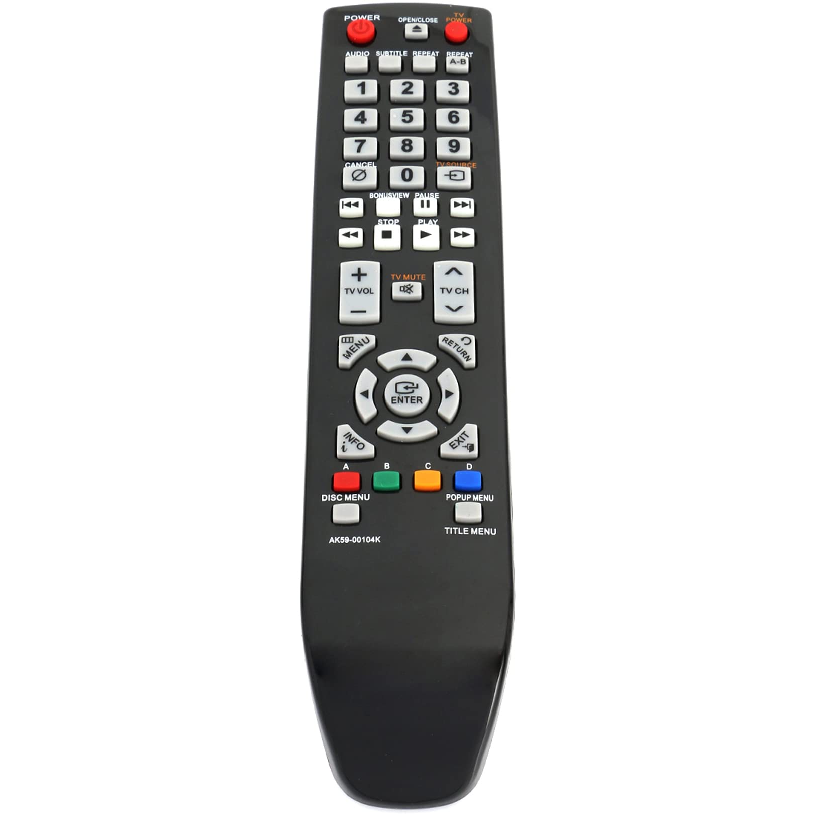 Photo 1 of AK59-00104K Replacement Remote Control fit for Samsung BD Bluray Disc DVD Player BD-P1620 BD-P1620A BD-P1580 BD-P1600 BD-P1600A BD-P3600 BD-P3600A BD-P1590 BD-P1590C AK5900104K