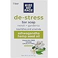 Kiss My Face De-Stress Bar Soap - Neroli + Gardenia - Vegan Soap Bar with Hemp Seed Oil - Cruelty Free and Palm Oil Free Bath Soap (Neroli + Gardenia, Pack of 1)