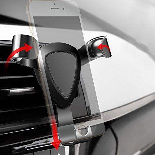 Car Air Vent Mount 360° Rotation Car Phone Holder with Gravity Linkage Design Automatically Tighten for 4-6 Inch Mobile Phone - Black