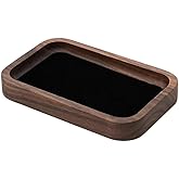 RANNYOZIO Wooden Jewelry Tray Small Trinket Dish with Velvet Surface Rings Earrings Dish Necklaces Bracelet Organizer Display Tray for Dresser Drawer Tabletop Birthday Gift(Rectangle)