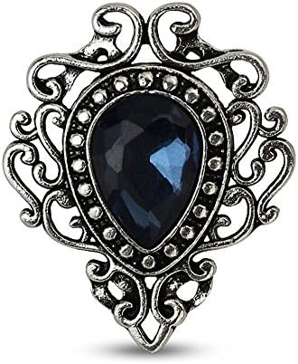 Gguogoo Women Men Fashion Jewelry Gem Tie Collar Buckle Crystal Flower Pattern Collar Pin Hollow Badge Waterdrop Suit Brooch