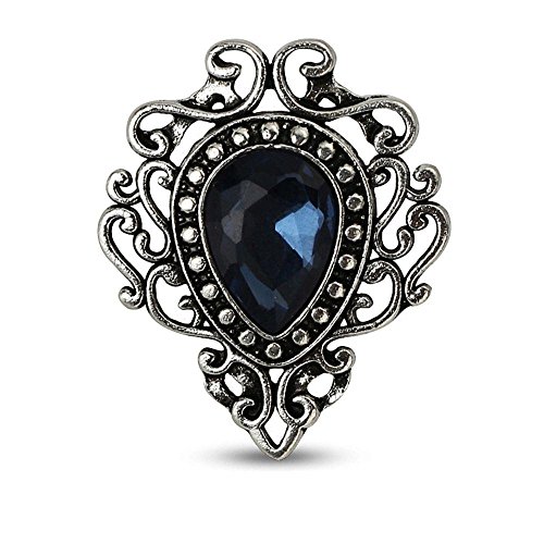 Gguogoo Women Men Fashion Jewelry Gem Tie Collar Buckle Crystal Flower Pattern Collar Pin Hollow Badge Waterdrop Suit Brooch