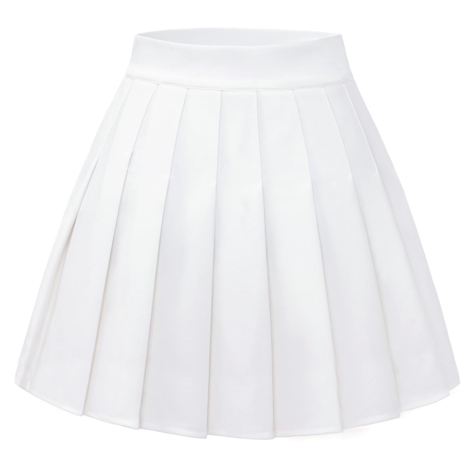 Photo 1 of FindDress Pleated Skirts for Women Mini Tennis Skirt High Waist Skater Skirts Cheerleader Versatile Casual Skirt Stretchy Elastic Waist White M