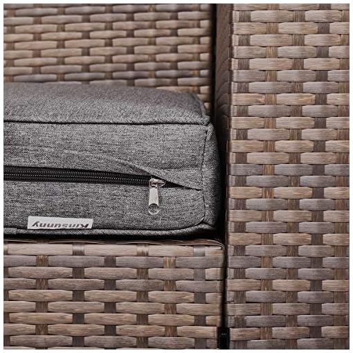 Kinsunny PE Wicker Patio Loveseats Sectional Corner Sofa Rattan Outdoor