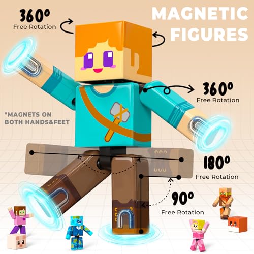 GraceDuck 40 Piezas Magnéticas con Figuras y Bloques Magnéticos, Action Figures Giratorias, Juguetes Stem Montessori para Niños, Regalo para Niños y Niñas a Partir de 3+ Años