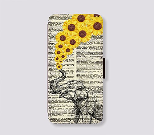 Sunflower Card Slot Leather Case for Elephant Samsung Galaxy Npte 4 Case