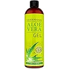 Organic Aloe Vera Gel with 100% Pure Aloe From Freshly Cut Aloe Plant, Not Powder - No Xanthan, So It Absorbs Rapidly With No Sticky Residue - Big 12 oz