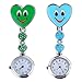Polytree 2pcs Women's Smile Faces Heart Clip-on Pendant Nurse Fob Brooch Pocket Watch (Blue Green)