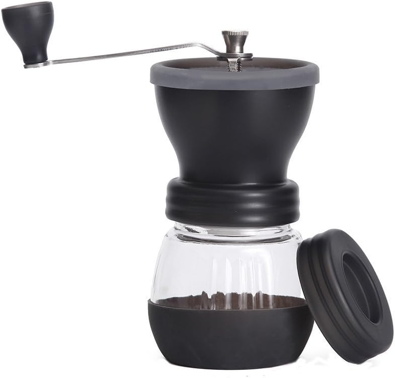 Koalad Manual Coffee Grinder with Conical Ceramic Burr - Because Hand Ground Coffee Beans Taste Best, Infinitely Adjustable Grind, Glass Jar, Stainless Steel Built To Last, Quiet and Portable