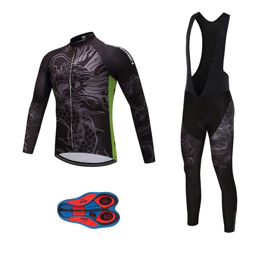 Photo 1 of Men Cycling Jersey Set Long Sleeve Pro Cycling Clothes Riding Quick Dry Jacket + Cycling Bib with 9D Pad - Bike Clothing Kit