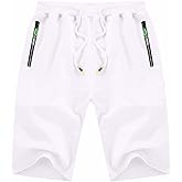 YTD Men's Shorts Casual Classic Fit Drawstring Summer Beach Shorts with Elastic Waist and Pockets