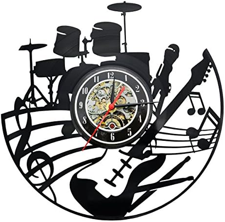Guitar Music Instrument Vinyl Record Design Modern Clock for Living Room or Bedroom Art Home Decor (Style1)