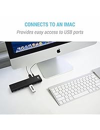 maketech 7 Port Hub USB 3.0 con conector giratorio giratorio, Integrado 3 ft USB 3.0 Cable y adaptador de alimentación 12 V 2 A para iMac, MacBook, MacBook Air, MacBook Pro, Mac Mini o cualquier PC