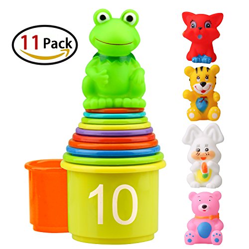 Homder The First Years Nesting & Stacking Up Cups with Numbers & Animals for Kids Toddlers Early Educational Stacker Toys,11 Pack