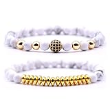 JOYA GIFT Beads Bracelet Set for Men with Black