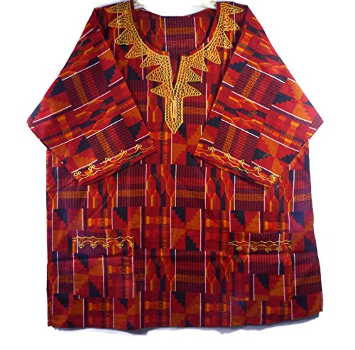 Unisex Kente Shirt Tribal Hippie African Clothing Dashiki Top with Hat One Size
