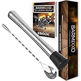 Cocktail Drink Muddler and Spoon By BARMIXXO - Bartender Muddle Mix Tools for Mojitos, Caipirinha & Old Fashioned. Craft Perfect Cocktails At Home with Stainless Steel Bar Ware Kit/150+ Recipe Ebook