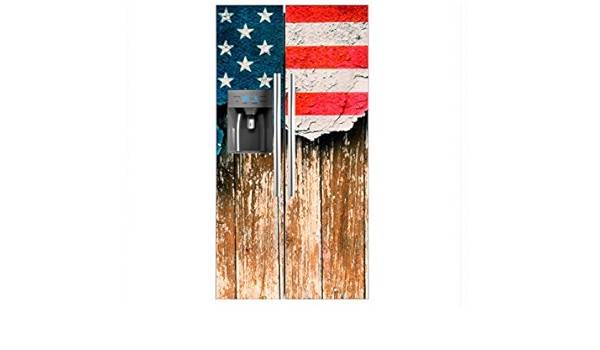 Vinilo Frigorífico Americano Bandera Desgarrada Estados ...