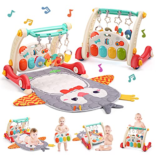CUTE STONE Baby Play Gym, Piano Kicks Learning Mat for Babies, Musical Activity Center with Lights, Play Mat For Babies 0-24 Months
