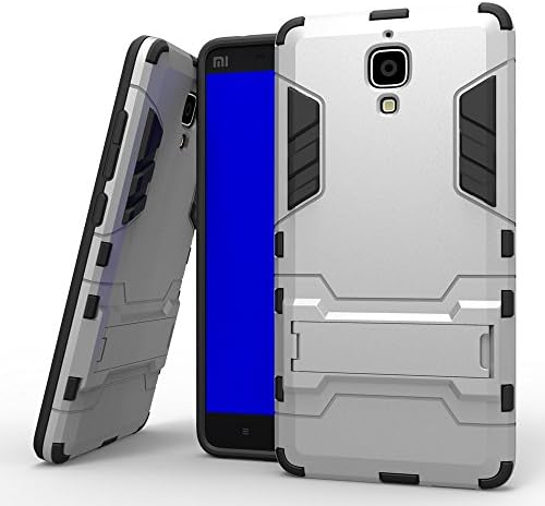 For cellphone Cases, Armour Tough Style Hybrid Dual Layer Armor Defender PC+TPU Protective Hard Cases with Stand [Shockproof Case] for Xiaomi 4 M4 Mi4 ( Color : Silver , Size : Xiaomi 4 )