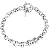 Vanbelle Sterling Silver Jewelry - Rhodium Plated with 925 Stamp - Handmade Classic Belcher Hollow Chain Bracelet for Men & Women - 8.5 Inches with Toggle Lock