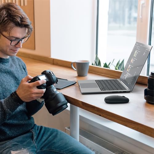 SATECHI OntheGo™ Wireless Mouse, USB-C Recharge, Bluetooth Up to 3 Devices, Adjustable DPI, Elegant Ergonomic Mouse for MacBook, Laptop, iPad and More - Black
