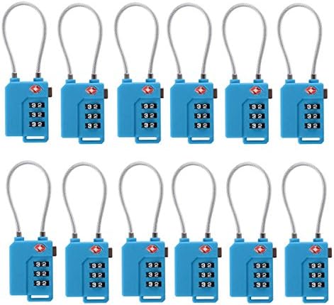 Newtion Tsa Approved 3 Digit Luggage Locks Cable TSA Combination Padlocks Travel Lock For Travel Safety and Security 12 pack (Blue)